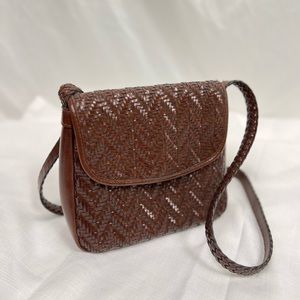 Vintage Liz Claiborne Chocolate Brown Faux Leather Woven Purse